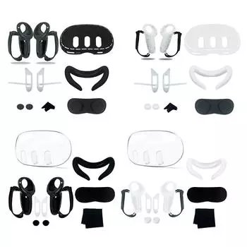 10 in 1 Silicone Cover Set VR Shell Cover Controller Grip Cover for Meta Quest 3 Silicone чёрный