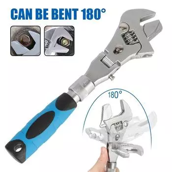 10 Inch Adjustable Ratchet Wrench 5 In 1 Torque Wrench 180 Degree Folding Spanner Hand Household Maintenance Pulley Wrench 10-Inch серебряный