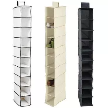 10-карманный нетканый тканевый настенный дверной подвесной мешок для хранения, органайзер для бюстгальтеров и носков бежевый