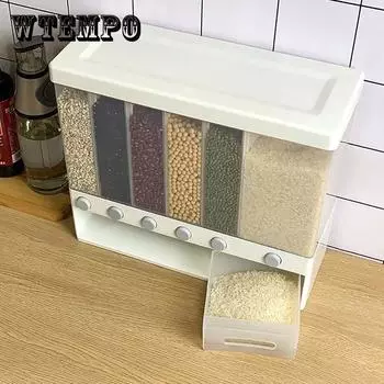 10 кг герметичный контейнер для хранения риса настенный контейнер для зерен зерновых культур диспенсер для сухих продуктов банка для хранения зерна ведро кухонные инструменты для хранения пластиковый контейнер белый