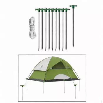10 колышков для палаток для кемпинга, садовое украшение с веревками, анкерные крепления для пикникового тента