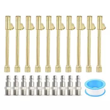 10 комплектов 1/4 дюйма FNPT двухголовочных пневматических патронов с двухсторонним соединением и заглушкой для накачивания шин для грузовиков и велосипедов M