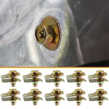 10 комплектов болтов для крепления бампера и крыла автомобиля, U-образных гаек, пружинных зажимов, заклепок, универсальных защитных колпачков двигателя для Honda Civic C-RV, золотистого цвета