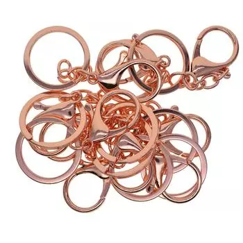 10 комплектов брелоков диаметром 68 мм, большие брелки с застежкой-лобстером, плоское разрезное кольцо для ключей 30mm розового золота