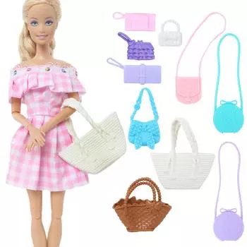 10 комплектов кукольных сумок для куклы Барби, милая розовая сумочка-кошелек 30 см, 1/6, аксессуары для кукол, детские игрушки(НЕТ КУКЛ, НЕТ ОДЕЖДЫ)