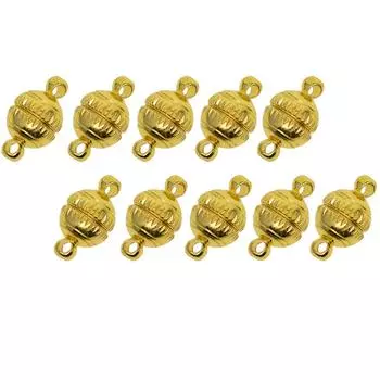 10 комплектов латунных выгравированных шариковых магнитных застежек диаметром 8 мм с выводами разъемов 14x8mm розового золота