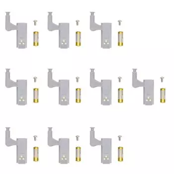 10 комплектов светодиодных ламп для петель, высокая яркость, ABS, подсветка для шкафа, с 3 светодиодными лампами, подсветка для петель White Light