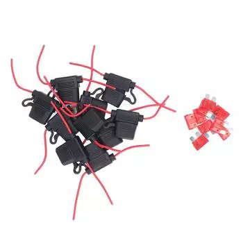 10 комплектов водонепроницаемых держателей предохранителей ATC ATO 16AWG с предохранителем 10 AMP для автомобильного CD-плеера