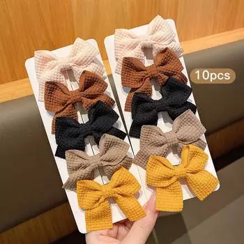 10 Korean version color random bow hair clips with sweet and fashionable style suitable for daily use as hair accessories