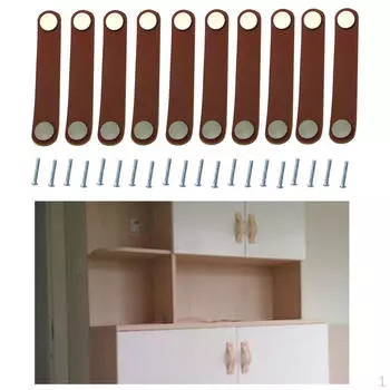 10 кожаных ручек ручной работы для дверных выдвижных ящиков, шкафов, запасных частей «сделай сам», коричневого цвета