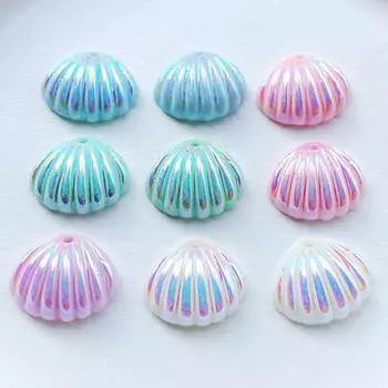 10 красивых ракушек из смолы цвета AB с отверстиями, украшенные стразами, браслет «сделай сам», код тела, брелок, серьги, декоративные аксессуары разноцветный