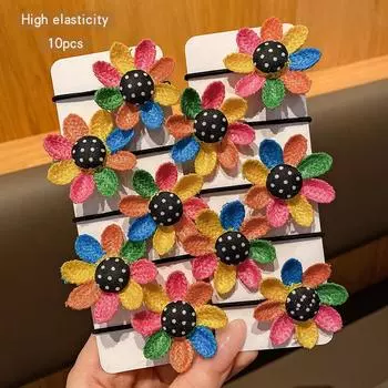 10 красочных кожаных резинок с подсолнухами, милые и симпатичные аксессуары для волос, подходящие для повседневной носки