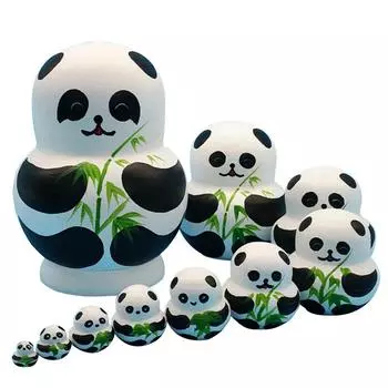10 Layer Tiger Russian Nesting Dolls Toy Wooden Toys Cute Animal Pattern Wooden Nesting Toys