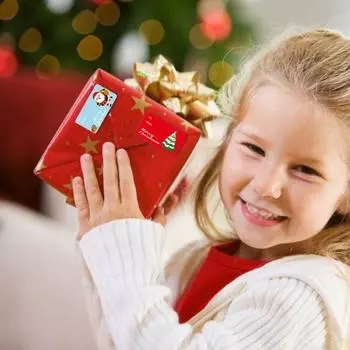 10 листов бирки для рождественского подарка и обратно, самоклеящаяся мультяшная Санта-Лось, рождественская тема, сделай сам, подарочная коробка, конверт для поздравительной открытки, подарочная наклейка, этикетка A