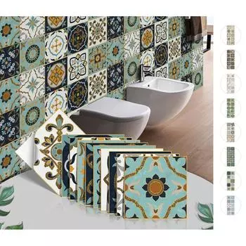 10 листов кухонная клейкая настенная плитка, наклейка для пола, украшения ванной комнаты, очистка и приклеивание фартука, водонепроницаемые керамические обои, 3d настенная панель 10cmX10cmX10pcs синий