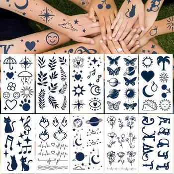 10 листов мультфильмов маленькие элементы бабочки растения татуировки наклейки для лица тела временные татуировки наклейки дети креативные подарки