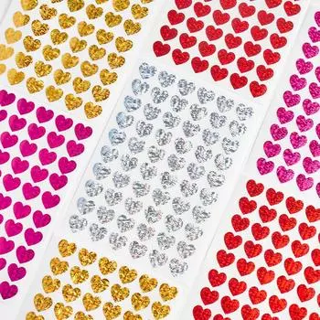 10 листов наклеек с лазерным сердечком, мини-цветные самоклеящиеся маркеры для заметок, украшение для дневника, альбома ко дню святого Валентина