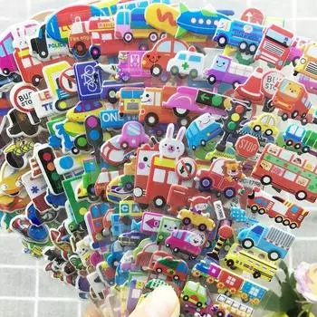 10 листов, наклейки с машинками и грузовиками, набор праздничных принадлежностей, наклейки с героями мультфильмов, наклейки на транспортные средства для малышей с машинками, пожарные машины, строительство, автобусы, 10sheets random