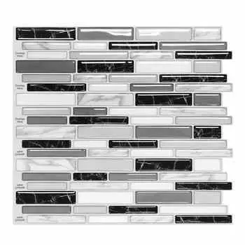 10 листов серого мрамора, 3D-мозаика, плитка с кожурой и палкой, фартук для кухни премиум-класса, плитка с кожурой и палкой, 12 x 12 дюймов