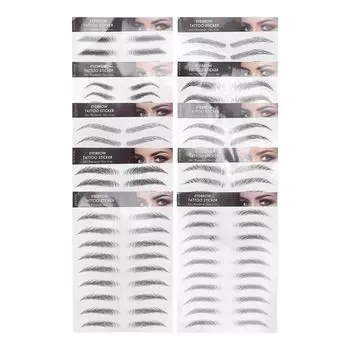 10 листов водонепроницаемых наклеек для бровей одноразовые временные накладные брови набор наклеек для бровей (черный)