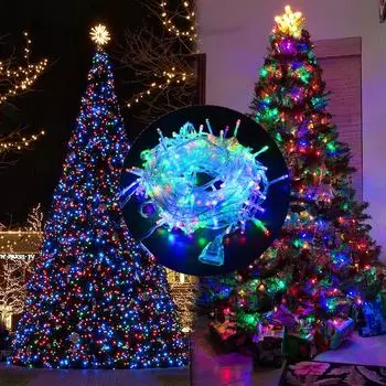 10 м 100 светодиодов, гирлянда, рождественский свет, уличный/внутренний сказочный свет, гирлянда, мерцающая рождественская елка, свадебная вечеринка, рождественский декор с вилкой европейского стандарта 10M-100LEDs