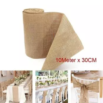 10 м * 30 см натуральный желтый льняной ленточный стул для свадебной вечеринки с ретро-украшениями для дома 10m by 30cm