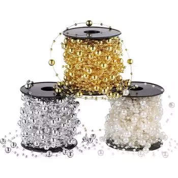 10 м 3-8 мм бусины гирлянда жемчужные нити рыбья цепочка лента для рождественской елки венок подарочная упаковка украшение белый