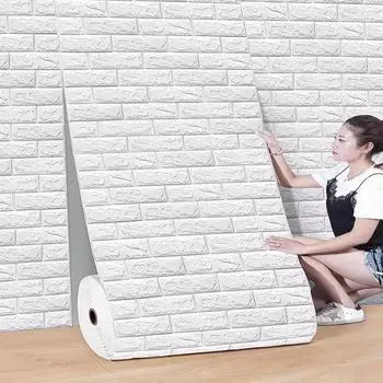 10 м 3D наклейки на стену из искусственного кирпича водостойкие самоклеящиеся обои для спальни гостиная кухня украшение дома широкий 70CMX10M белый