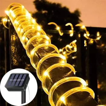 10 м/5 м солнечная трубка светодиодная лампа для рождественского украшения сада гирлянда для улицы водонепроницаемая уличная лампа для свадебной вечеринки 5M 50LED теплый белый
