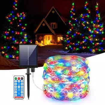 10 м большая солнечная панель, светодиодная гирлянда, уличный светильник с быстрой зарядкой, гирлянды, 8 режимов, водонепроницаемый, для рождественской свадьбы, вечеринки, садовый декор 10M