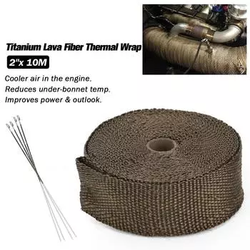 10 м Премиальная тепловая пленка для выхлопного коллектора, термопленка из титанового лавового волокна + 4 шт. Связи 1910T