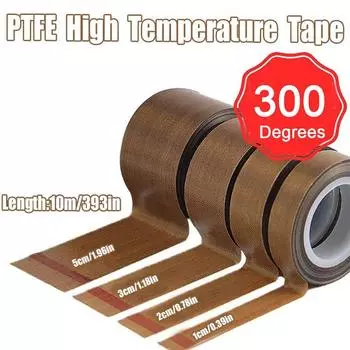 10 м/рулон, высокотемпературная лента, ткань из ПТФЭ, теплоизоляционная клейкая машина для запечатывания, самоклеящиеся водонепроницаемые ленты в рулоне 10m*1cm