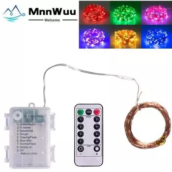 10 м светодиодный медный провод на батарейках светодиодный свадебный шнур для украшения дома вечеринка сказочный струнный светильник