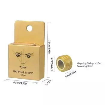 10 м Золотая нить для татуажа, микроблейдинга, разметки, предварительно пропитанная краской, для макияжа, окрашивания бровей, льняная нить, инструменты для позиционирования и измерения