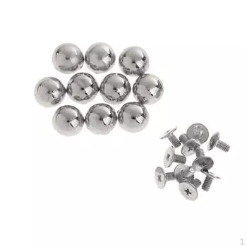 10 металлических грибовидных куполообразных заклепок с шипами для изготовления изделий из кожи своими руками, серебро 10 мм