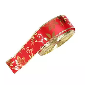 10 Meter Festive Printed Red Ribbon Bow For Christmas Tree Decoration With Design Elegant