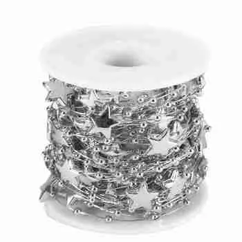 10 метров цепочка из бисера ABS гальванизированная жемчужная цепочка пятиконечная звезда декоративная нить(Серебряный) серебряный