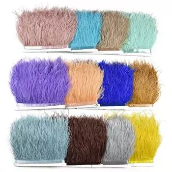 10 метров цветные страусиные перья на ленточной отделке 8-10 см юбка с бахромой на ленте отделка страусиными перьями отделка для шитья украшения