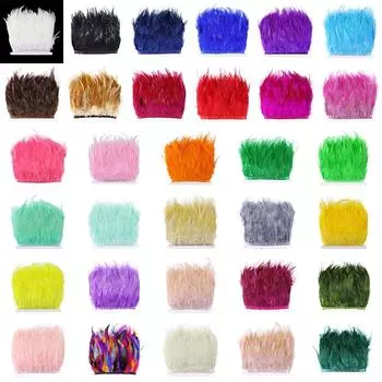 10 метров, пушистая лента с петушиными перьями, бахрома, 8-13 см, без таста, поделки, украшение для платья, натуральные цветные куриные перья, аксессуары L красный