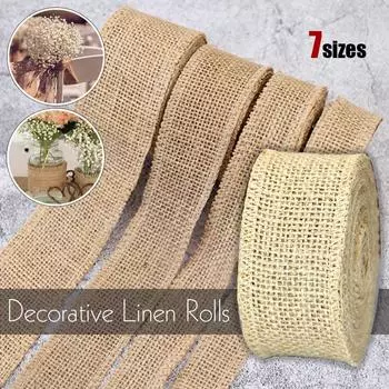 10 метров ретро натуральная джутовая мешковина тканевая лента деревенский свадебный пояс ремень флористика декор своими руками подарок завязанные вручную ремни Width 2.5cm