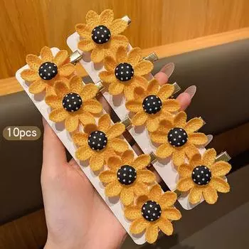 10 Милых Заколок для Волос Подсолнух, Подходящих для Ежедневного Использования, Аксессуары для Волос, Головные Цветы