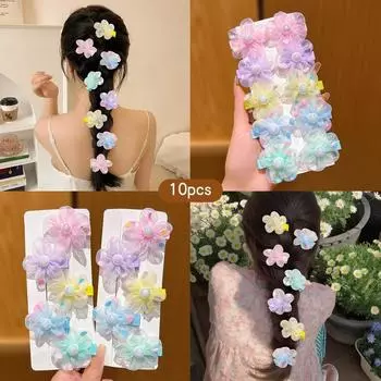 10 Милых Заколок для Волос с Цветком Случайного Цвета, Подходящих для Ежедневного Использования, Аксессуары для Волос