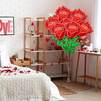 10 мини-шариков из алюминиевой пленки с красными розами для подарка на свадьбу, вечеринку, украшение на вечеринку, воздушные шары