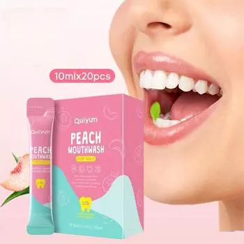 10 мл*20 шт. Персиковый ополаскиватель для полости рта очищает полость рта и освежает дыхание. Натуральный фруктовый ополаскиватель для полости рта, подходящий для всех типов кожи. 10ml*20pcs