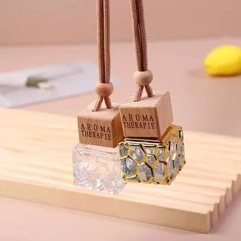 10 мл квадратный деревянный колпачок флакон духов для автомобиля эфирные масла освежитель воздуха автомобильный орнамент парфюмерный кулон для стайлинга автомобиля прозрачный