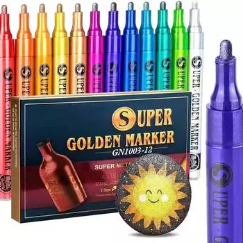 10 мл Super Gold Flash Metal Mark Pen Черная карточная фотокраска Ручка для выделения Ручка для рукоделия One Size
