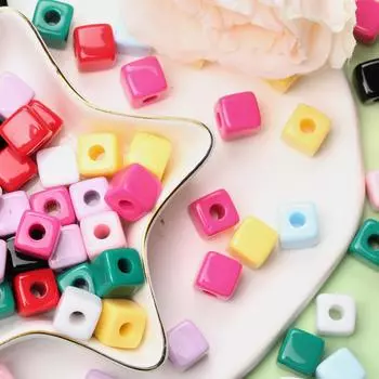 10 мм 10 шт. квадратной формы акриловые бусины-разделители ярких цветов для изготовления ювелирных изделий, материалы из бисера, ювелирные аксессуары about 10mm чёрный