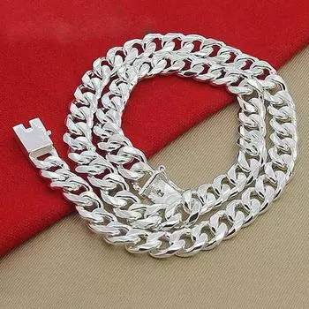 10 мм 20/22/24 дюйма мужская цепочка для ожерелья из стерлингового серебра s925 ожерелья модные ювелирные аксессуары 20cm серебряный