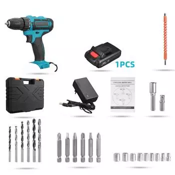 10 мм 36VF электрическая ударная дрель 18 + 2 крутящий момент электрический молоток отвертка аккумуляторная ударная дрель электроинструмент 30 шт. 1*Battery
