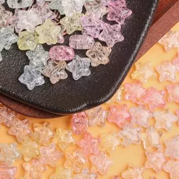 10 мм 50 шт. модная пятиконечная звезда своими руками плоское дно свободные бусины взрыв имитация аксессуары материалы ручной работы браслет ожерелье 10mm 50pcs жёлтый